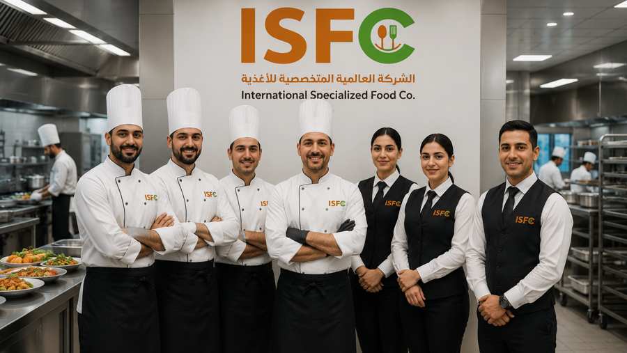 The ISFC culinary team lined up in the kitchen